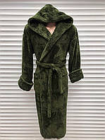 Халат мужской махровый с капюшоном, зеленый домашний халат банный, размер XL, 2XL, 3XL, Massimo Monelli