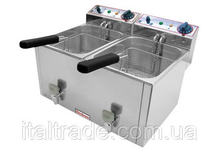Фритюрниця двопостова Beckers FR 88LT об'ємом 8+8 л з кранами, фото 1