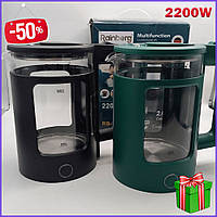 Дисковий прозорий електрочайник Rainberg RB-2220 Скляний електричний чайник із підсвіткою 2200W