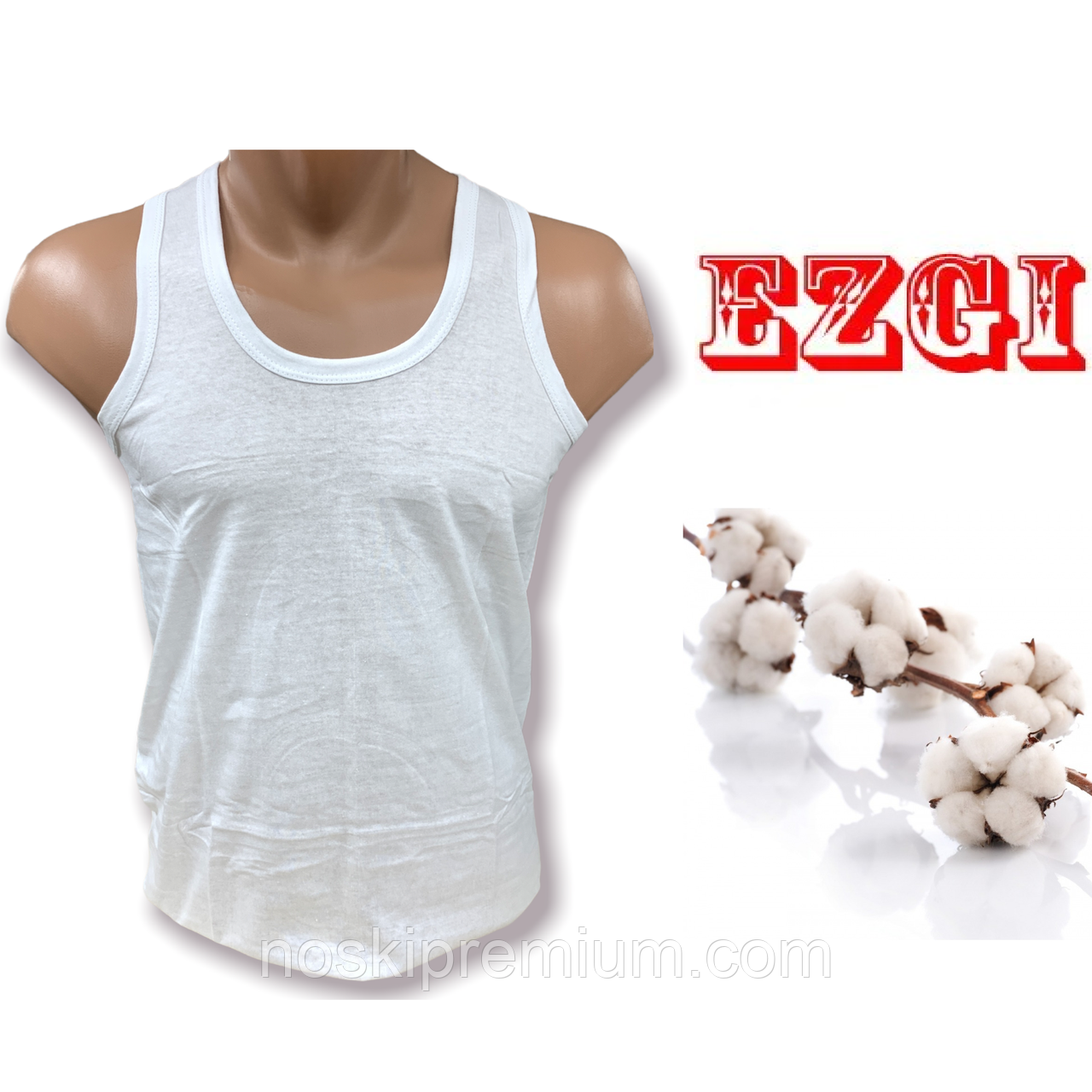 Майка чоловіча Ezgi 100% бавовна, Туреччина, розмір 51 (42-44), біла, 09870, фото 1