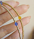 Ніжний патріотичний чокер-браслет із ювелірного бісеру та Swarovski "UA" Ручна робота!, фото 5