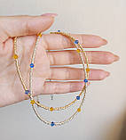 Ніжний патріотичний чокер-браслет із ювелірного бісеру та Swarovski "UA" Ручна робота!, фото 6