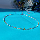 Ніжний патріотичний чокер-браслет із ювелірного бісеру та Swarovski "UA" Ручна робота!, фото 2