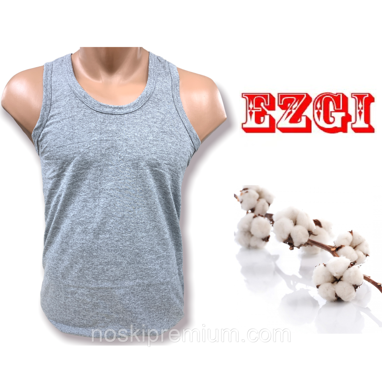 Майка чоловіча Ezgi 100% бавовна, Туреччина, розмір 51 (42-44), сіра, 09878, фото 1