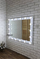 Настенное зеркало с лампочками для визажиста, гримёра Вуди Макси 100х80 см