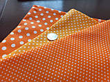 Тканина для ляльок, бавовна, Колір помаранчевий у білий горошок. 50*50 см, фото 2