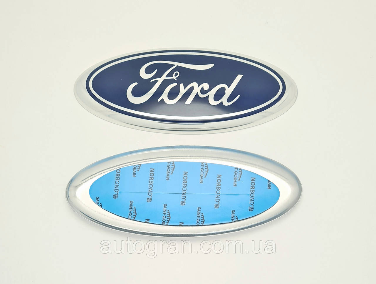 Емблема решітки радіатора та багажника Ford 145мм*55мм мушля, фото 1