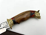Ніж ручної роботи для полювання та риболовлі туристичний «Кабан #12» зі шкіряними піхвами нескладаний 95х18/58 HRC, фото 3