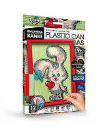 Вышивка на пластиковой канве с багетной рамкой Danko Toys Plastic Canvas: Кролик PC-01-07