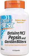 Бетаїнгідрохлорид, пепсин і тирлич Doctor's Best, Betaine HCL Pepsin Gentian Bitters, 120 капсул