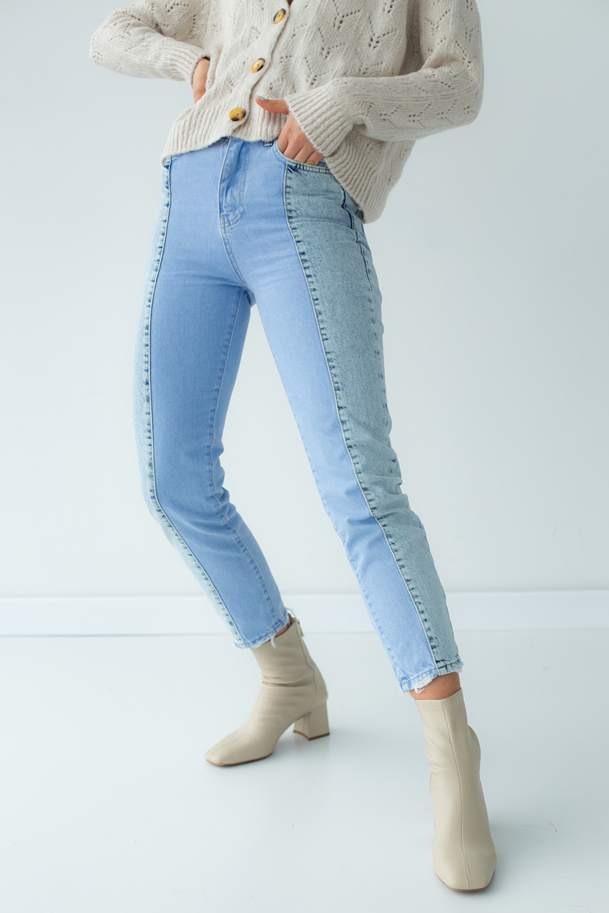 Джинси двоколірні жіночі Denim Palace - блакитний колір, 40р