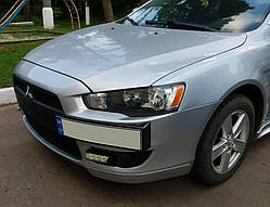 Підставка під номер (пластик) Чорний мат для Mitsubishi Lancer X 2008- рр