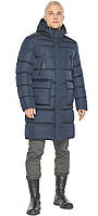 Куртка чоловіча зимова синя з вітрозахисною планкою модель 51944