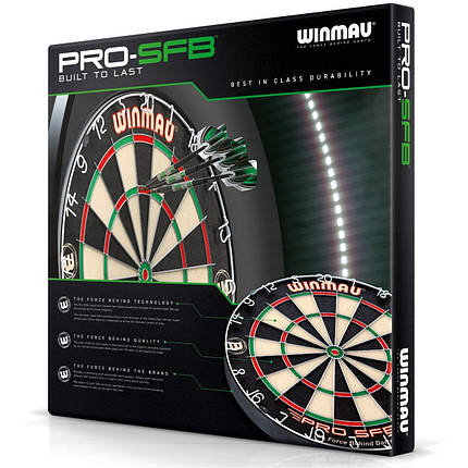 Набір для гри в дартс- мішень зі справжнього сизаля ProSFB "Winmau" (Англія) з дротиками для двох гравців, фото 2