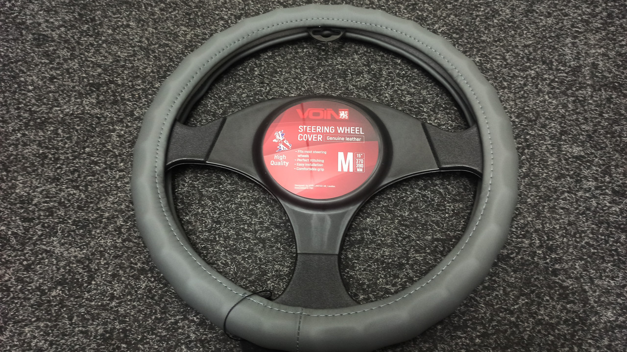 Чехол руля (кожа) серый Ваз 2108,2110,Приора,Ланос VLOD-L06 GY M
