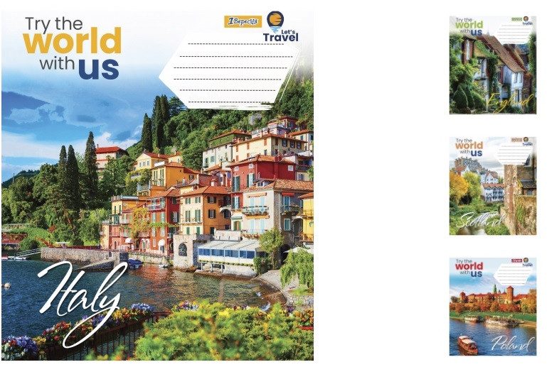 Зошит шкільний, 24 л, лінія, World with us, 20 шт в упаковці, 765910