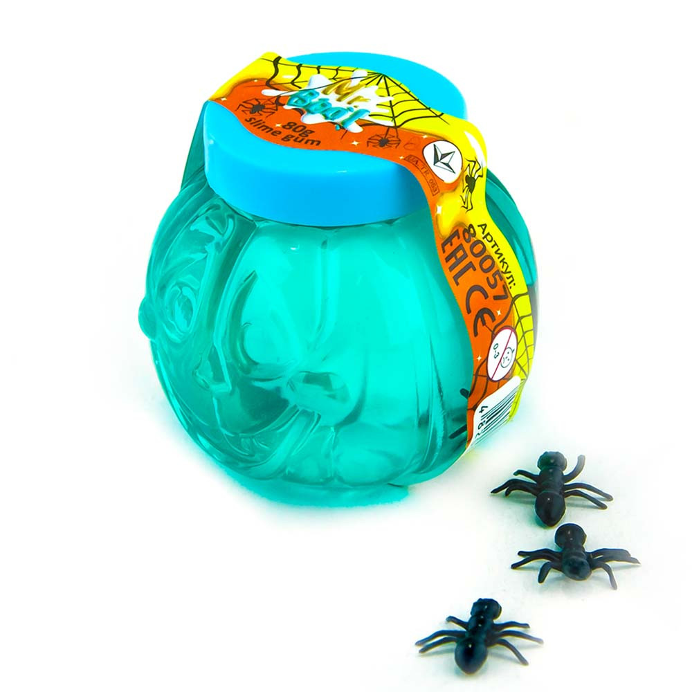 Лизун-антистрес Гарбуз міксTM Mr.Boo 80057 неоновий 3 мурахи в банці 80 мл. слайм іграшка ОКТО, фото 1