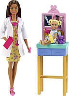 Игровой набор кукла Барби Брюнетка Детский врач Педиатр Barbie Baby Doctor GTN52