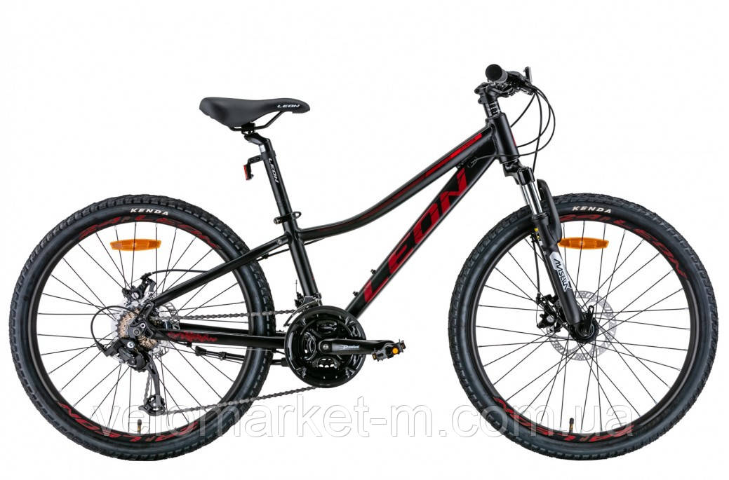 Велосипед 24" Leon JUNIOR AM DD 2022 чорний з червоним