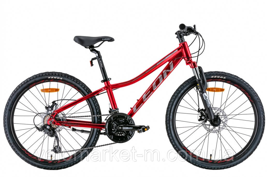 Велосипед 24" Leon JUNIOR AM DD 2024 червоний із сірим