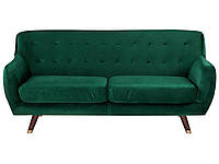 3-местный бархатный диван зеленый BODO