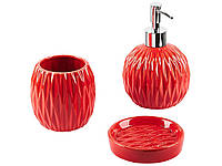 Набор аксессуаров для ванной BELEM из 3-х предметов красного цвета