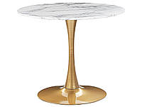 Круглый обеденный стол? 90 см под белый и золотой мрамор BOCA