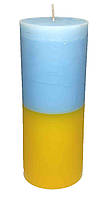 Свічка парафінова "Циліндр". Колір: Жовто-Блакитний Висота: 100мм. Діаметр: 60мм. Вага: 250гр.