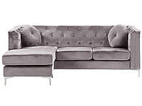 Правий велюровий кутовий диван сірий FLEN