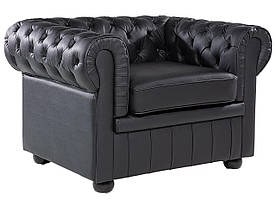 Чорне шкіряне крісло CHESTERFIELD