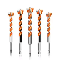 Набір із 5 шт свердел форстнера з карбіду вольфраму, що самоцентруються, для отворів по дереву 16-25 мм