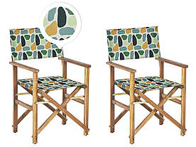 Набір з 2 садових стільців зі світлого дерева акації з візерунком сірий / CINE