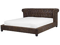 Кровать из эко замши 180 х 200 см коричневая CAVAILLON