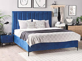 Оксамитове ліжко з ящиком 180 х 200 см синій SEZANNE