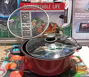 Фритюрниця для газової плити з сіткою 24 см з кришкою Frico FRU-592 Фритюрниця каструля