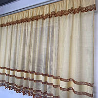 Гардини для вітальні, оформлення вікон тюлями, гардини для кухні Золото-коричнева (KU-138-3-2), фото 6