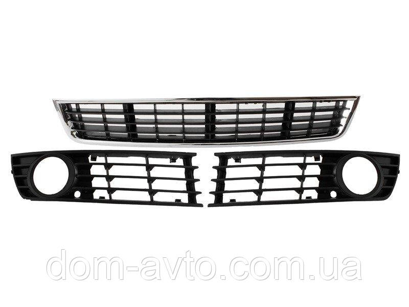Audi A4 B6 00-04 муляж решітки в бампер ліва+права+середня комплект