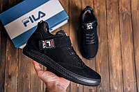 Мужские стильные ботинки FILA Black, мужские легкие зимние ботинки, мужская зимние кожаные полуботинки