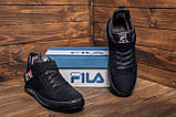 Чоловічі стильні черевики FILA Black, чоловічі легкі зимові черевики, чоловічі зимові шкіряні черевики, фото 2