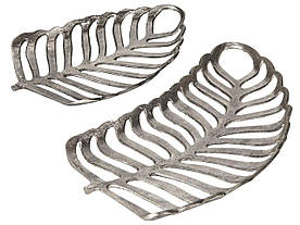 Набір із 2 декоративних тарілок AMNISOS із сріблястими листками монстери