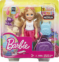 Лялька Барбі Челсі та набір для подорожі Barbie Travel Chelsea Doll FWV20
