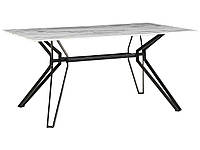 Стеклянный обеденный стол 160 x 90 см, под мрамор с черной отделкой BALLINA