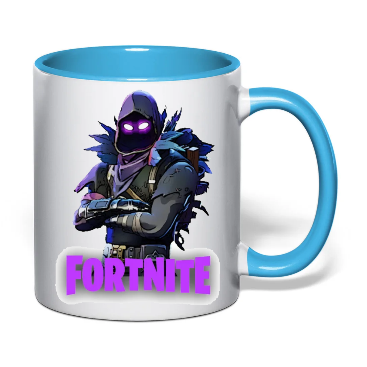 Кружка чашка Фортнайт Fortnite Біла всередині і ручка блакитна