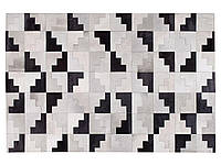Чорно-сірий шкіряний клаптевий килим 160 x 230 см EFIRLI
