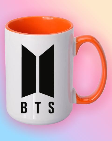 Кружка Чашка Bangtan boys БТС BTS Біла всередині і ручка помаранчева