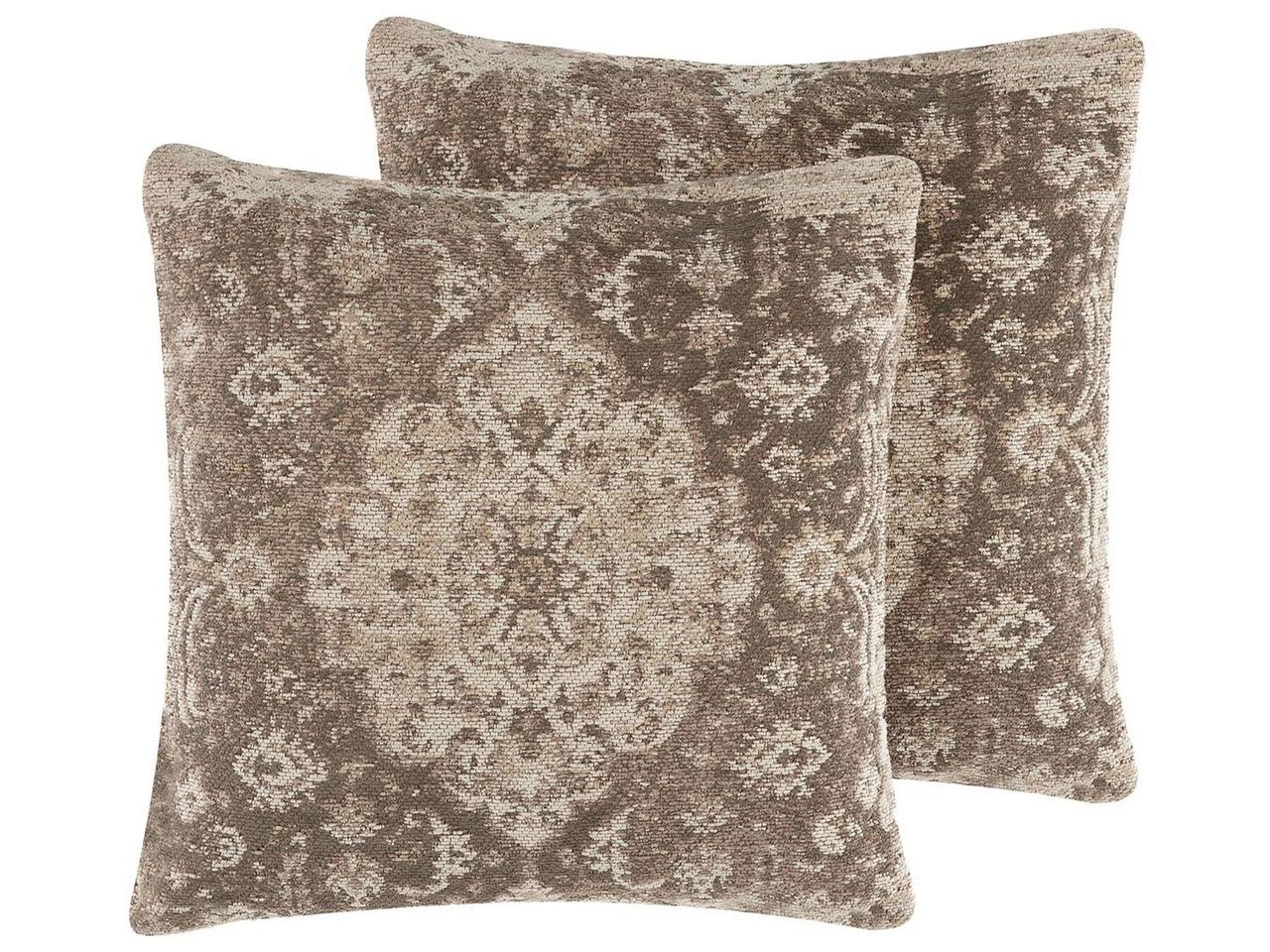 2 декоративні бавовняні подушки зі східним візерунком 45 х 45 см, коричневі MIMISAL