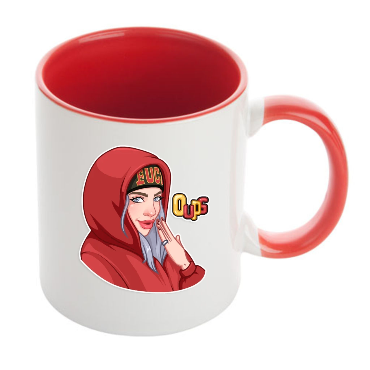 Кружка Чашка Біллі Айлиш Billie Eilish Біла ручка червона