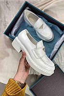 Кожаные лоферы Prada, туфли Прада, 38 размер