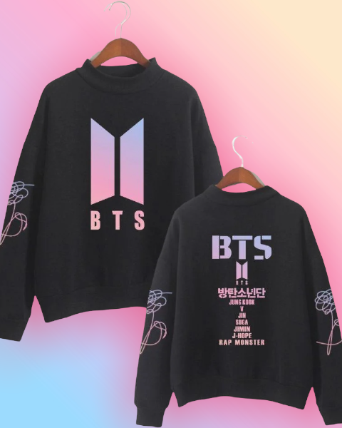 Світшот Толстовка Bangtan boys БТС BTS Чорний Розмір