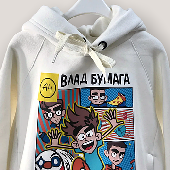 Худі Влад А4 Папір Новий Мерч "Комікс А4" колір молочний